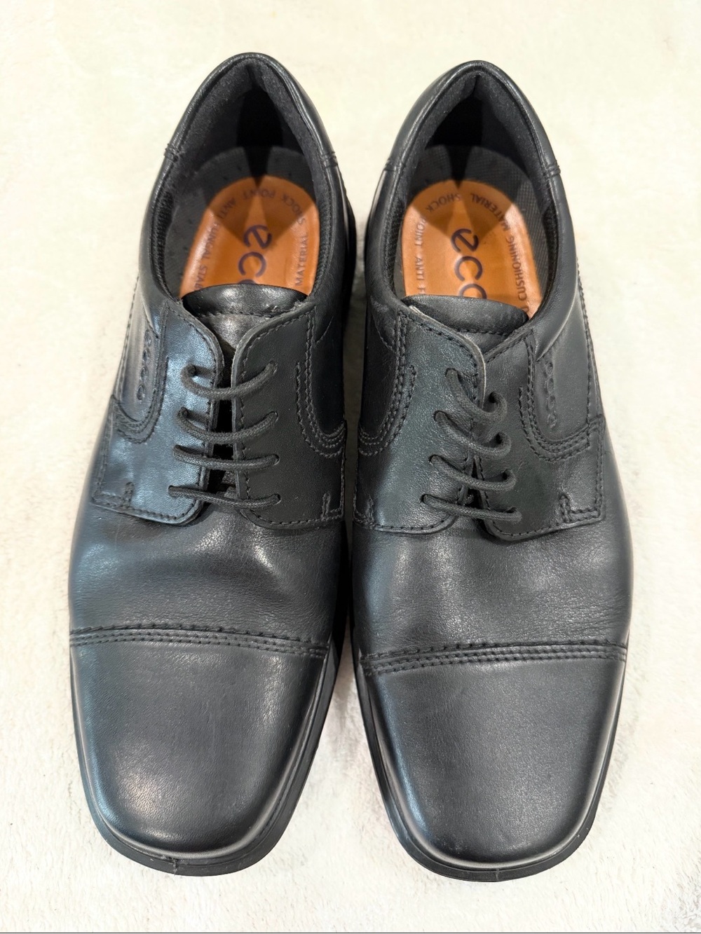Ecco Men’s Black Leather Lace-Up Derby Shoes size 7-7.5